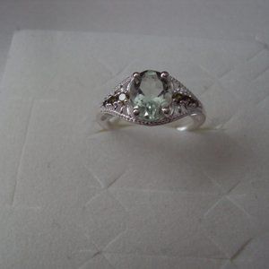 New green amethyst SS ring size 6 DAD789